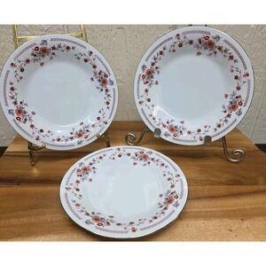 Vtg Dynasty Fine China Copenhagen Set Of 3 Bread Butter Plates Platinum Trim EUC